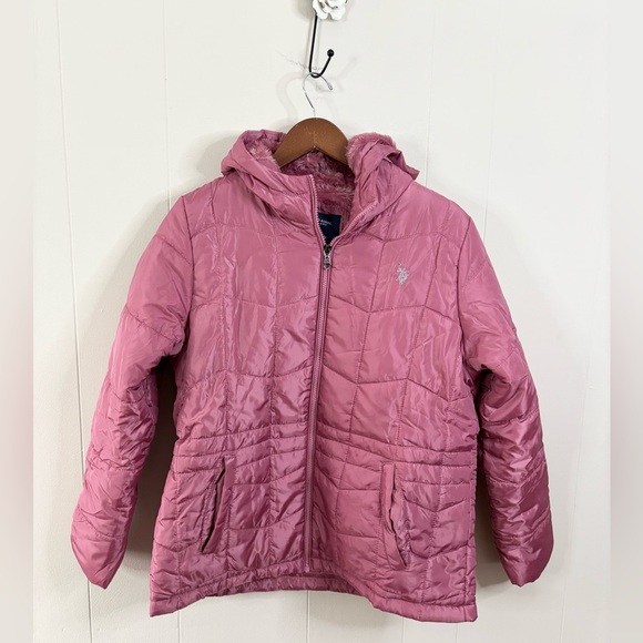 U.S. Polo Assn. Wave Quilt Cozy Jacket Oxford Rose LG women’s new hooded fuzzy - Picture 3 of 8